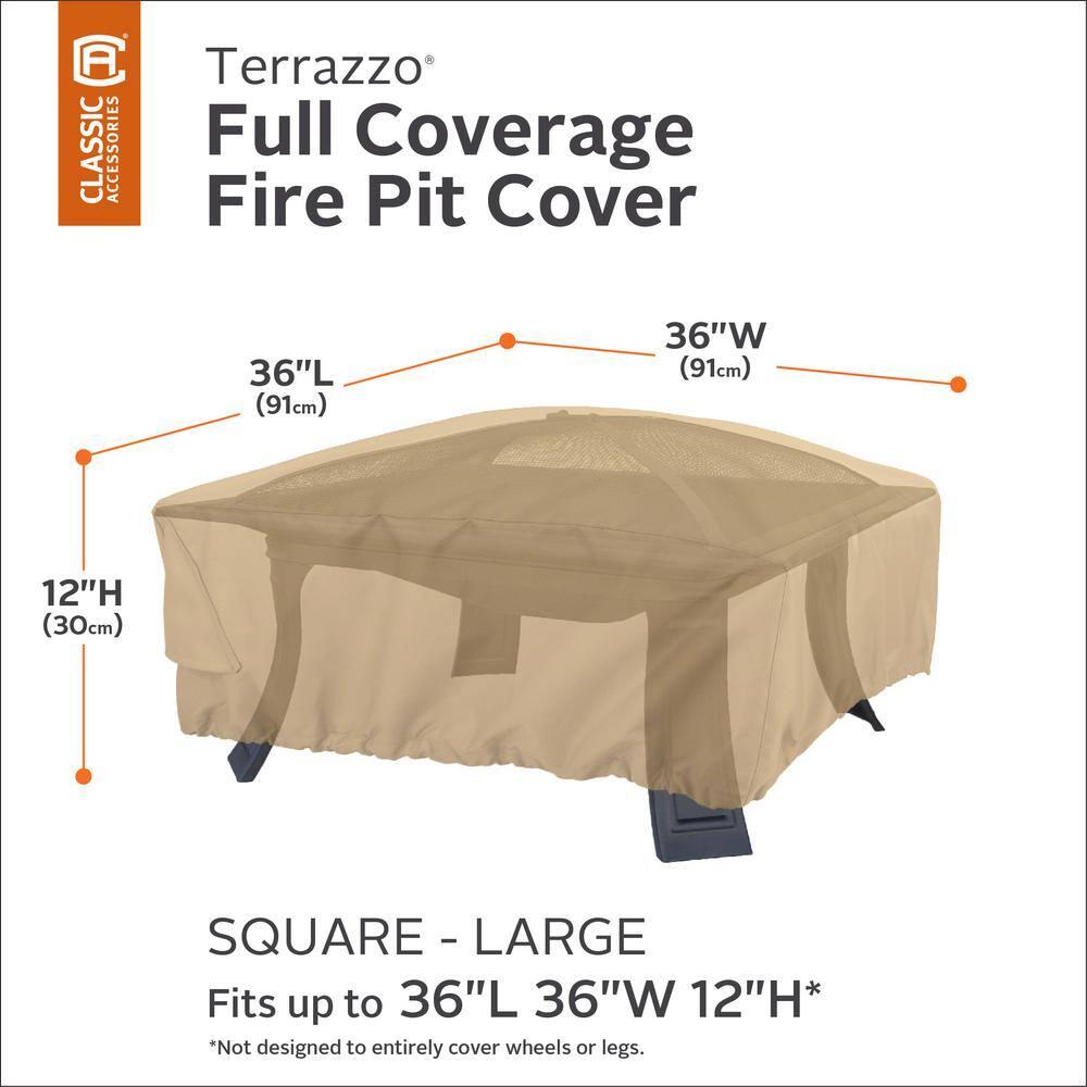 Classic Accessories Terrazzo Water-Resistant 36 Inch Square Fire Pit Cover