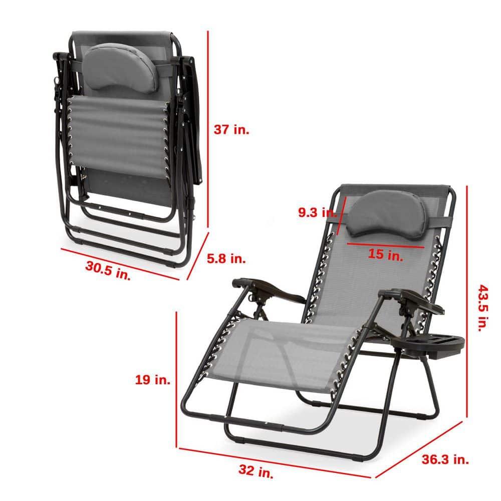 Black Steel Zero Gravity Lounge Chair with Gray Textilene Fabric