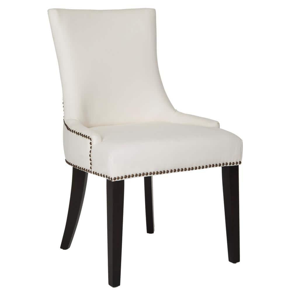SAFAVIEH Lester 19" H Contemporary Glam Dining Chair, White/Espresso, Set of 2