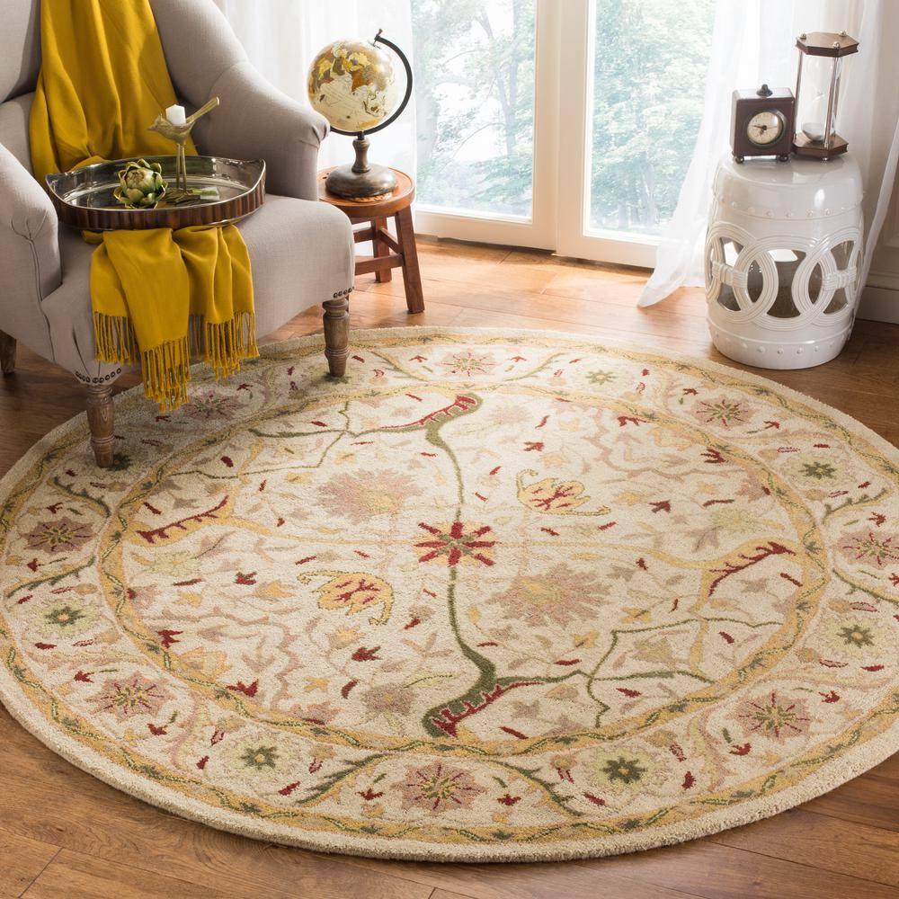 Antiquity AT14 Hand Tufted Indoor Area Rug - Ivory - 6' Round - Safavieh