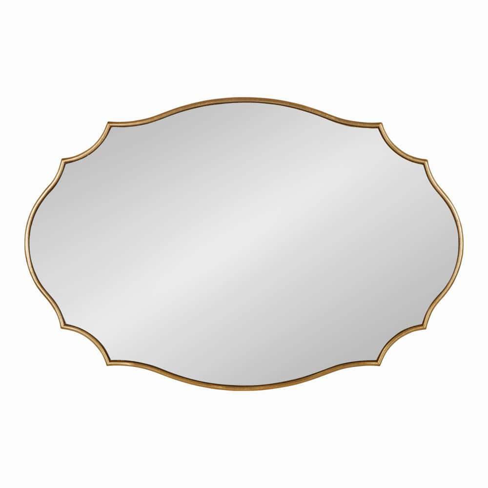 24" x 36" Leanna Scalloped Oval Decorative Wall Mirror Gold - Kate & Laurel All Things Decor