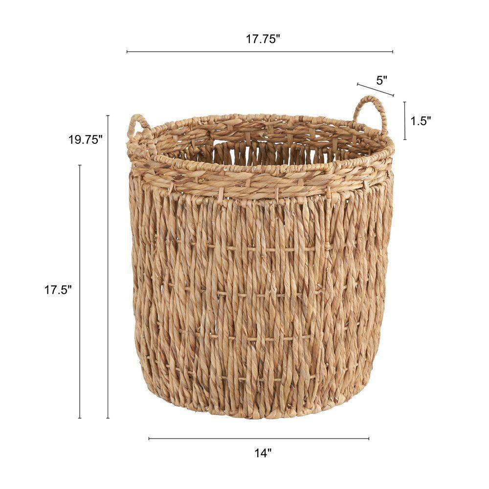 Tall Wicker Floor Basket, Woven Decorative Basket with Handles, Handmade, Great for Laundry and Storage, Natural