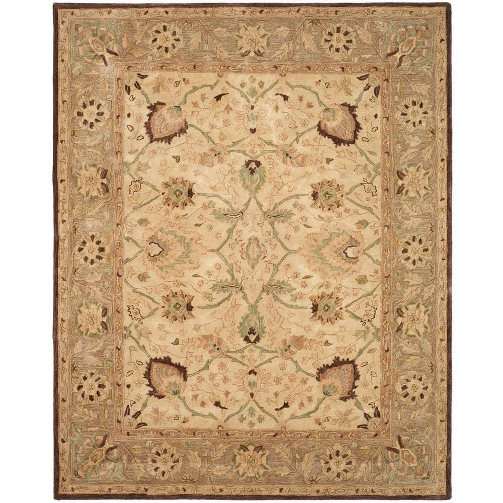SAFAVIEH Anatolia Venice Traditional Wool Area Rug, Ivory/Brown, 8' x 10'