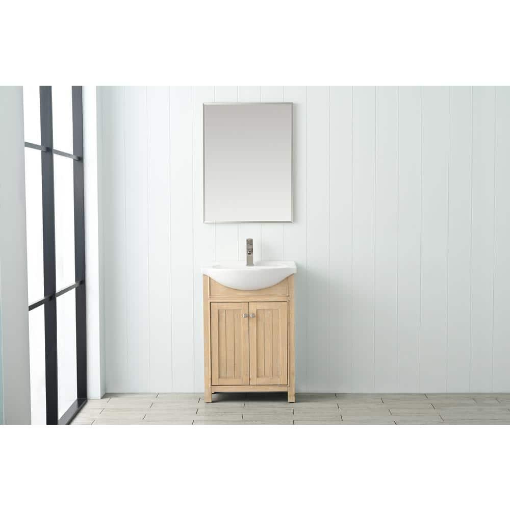 Design Element Marian 24" Single Sink Bath Vanity in Oak with Porcelain Top