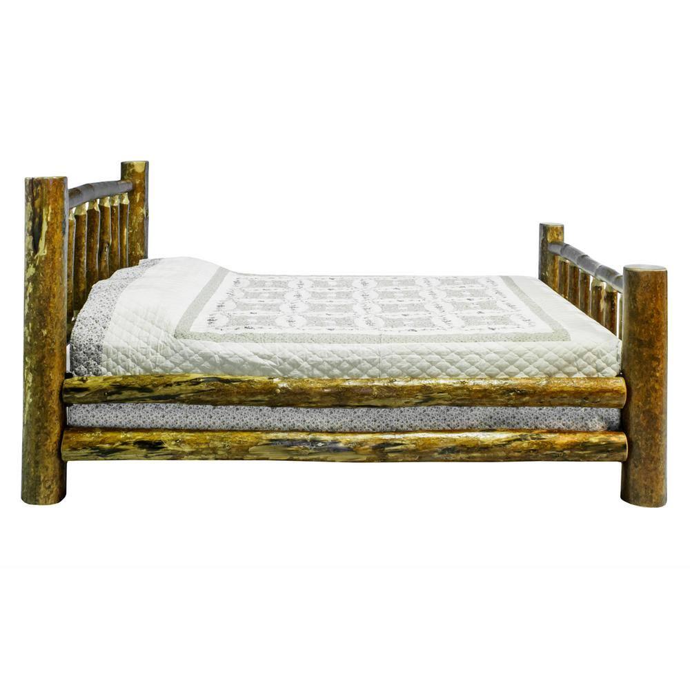 HomeStock Tribal Treasures Full Log Bed - Classic Spindle Style, Lodge Pole Pine with Mortise and Tenon Joinery, Durable and Heirloom Quality, 87" L x 60" W x 47" H
