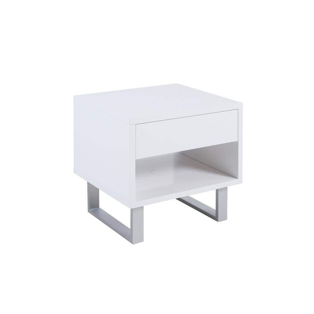 Coaster Contemporary Wood Storage End Table with 1-Drawer in White