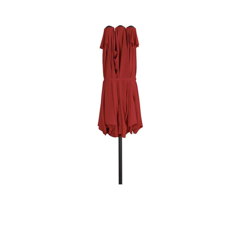 WestinTrends 15 x 9 Ft Double Sided Outdoor Twin Patio Market Table Umbrella, Red