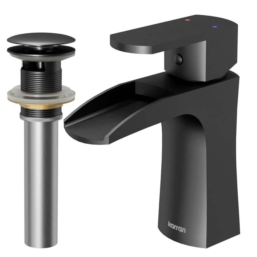 Karran Kassel Single Handle Single Hole Basin Bathroom Faucet With Matching Pop-up Drain