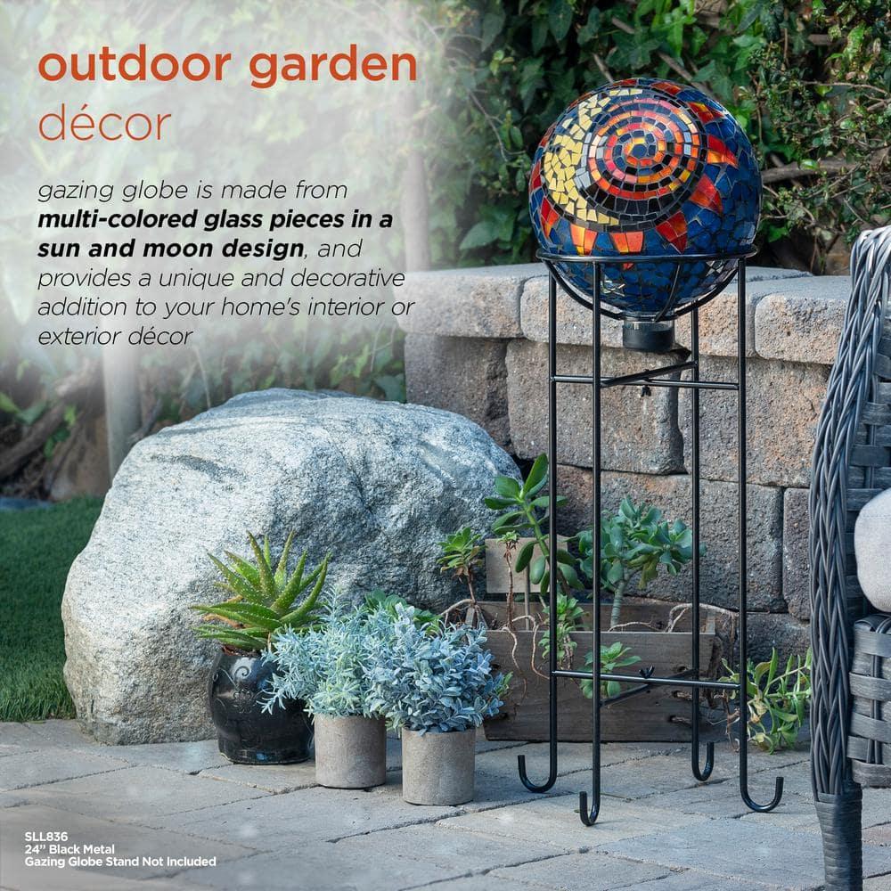 Alpine Corporation 10" Glass Mosaic Sun and Moon Gazing Globe, Multicolor