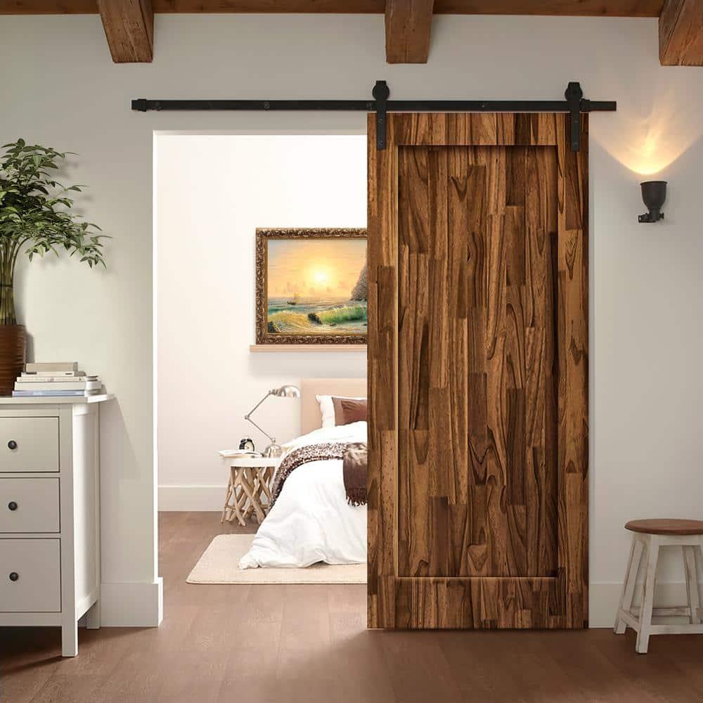 Calhome 84'' Solid Wood Paneled Painted without Installation Hardware Kit Barn Door