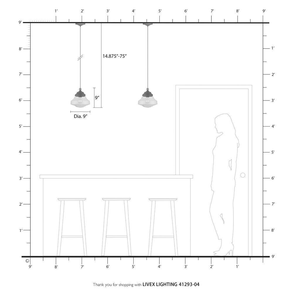 Livex Lighting Avondale 1 - Light Pendant in  Black/Brushed Nickel