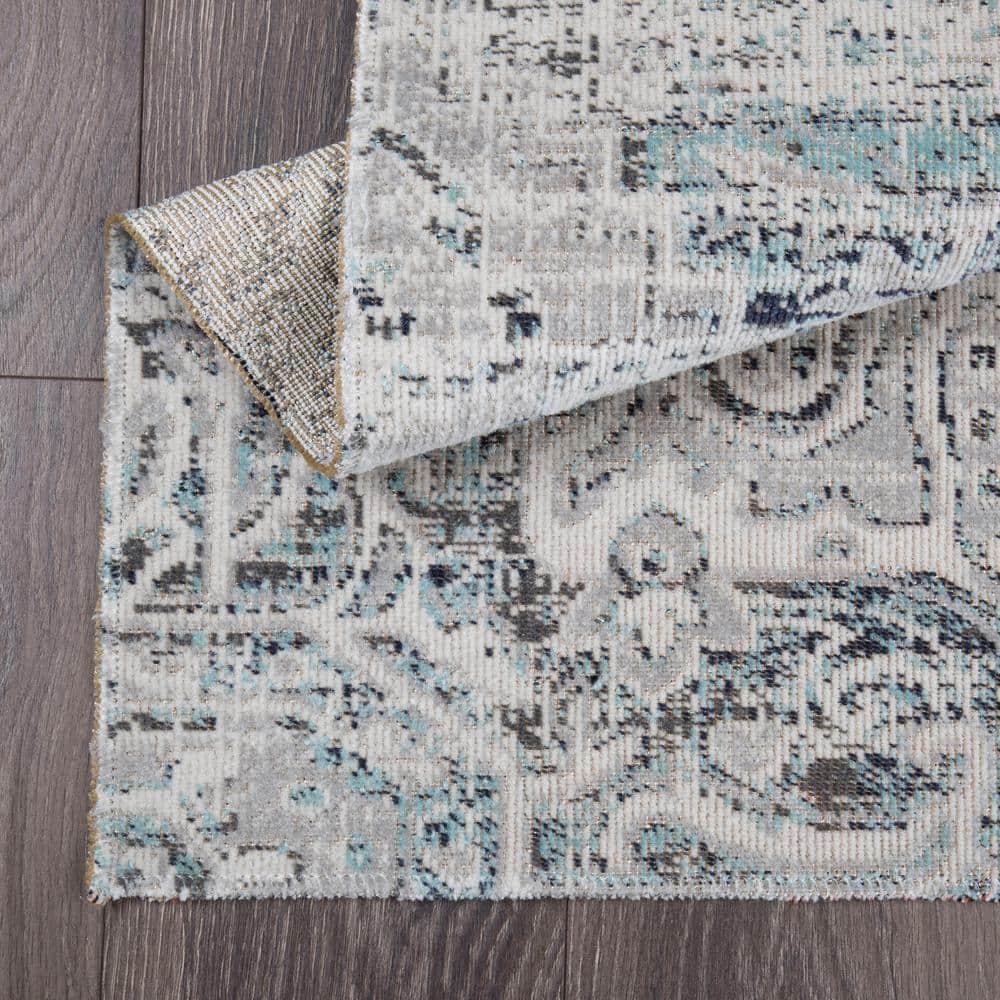 Nicole Miller New York Patio Sofia Medallion Indoor/Outdoor Area Rug, Navy Blue/Aqua