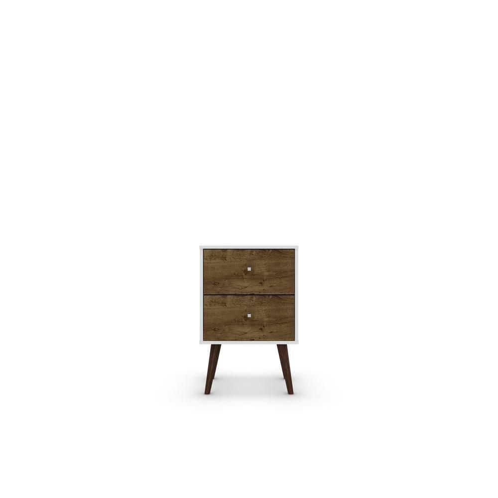 Liberty 2.0 Mid Century Modern Nightstand White/Rustic Brown - Manhattan Comfort
