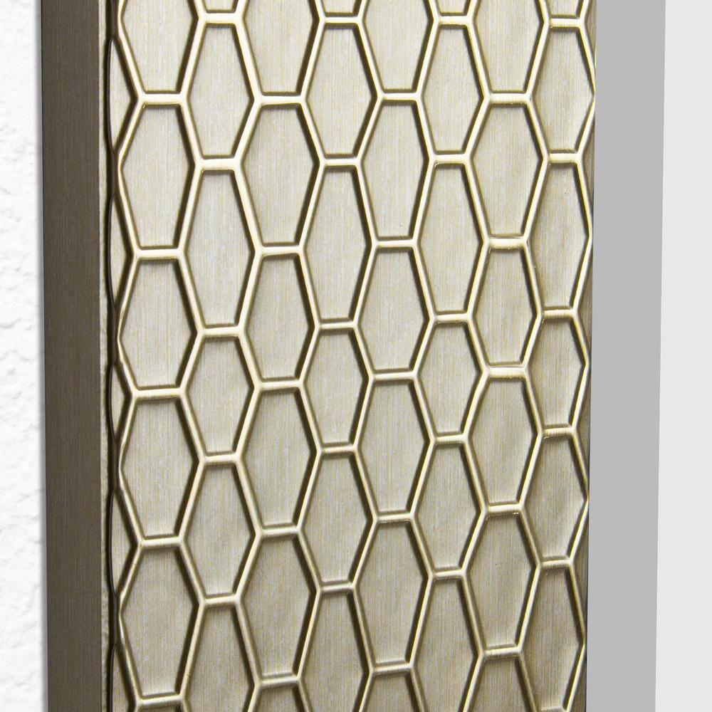 43.5 in. H x 31.5 in. W Modern Honeycomb Rectangle Champagne Silver Framed Beveled Glass Accent Wall Mirror