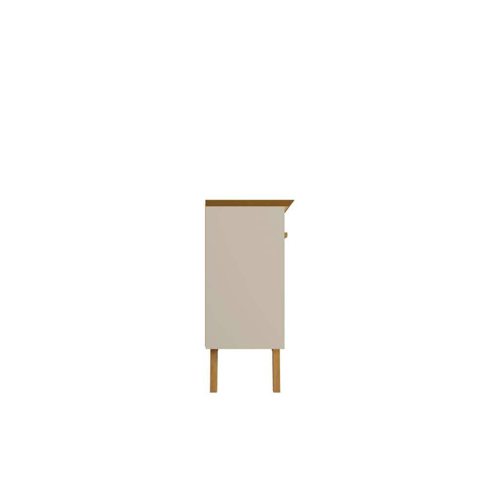 62.99" Yonkers Sideboard Off White/Cinnamon - Manhattan Comfort: Mid-Century Buffet Console