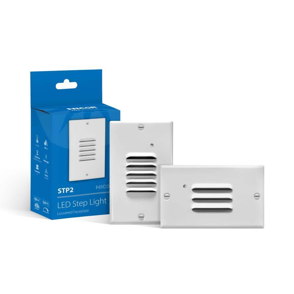 STP2 Series White LED Hardwire Stair Light Louvered with Dusk to Dawn Sensor