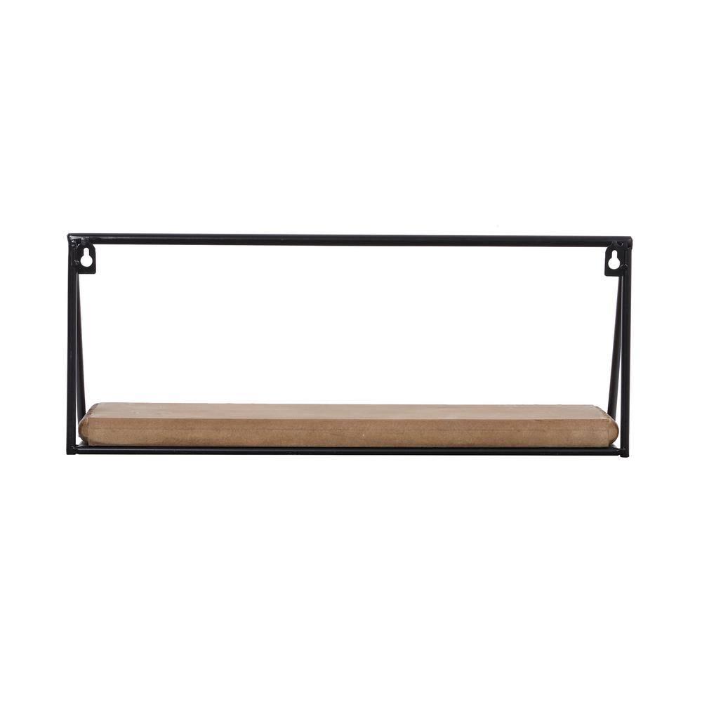DecMode 24",19",14"L Metal Industrial Wall Shelf, Black, 3 - Pieces