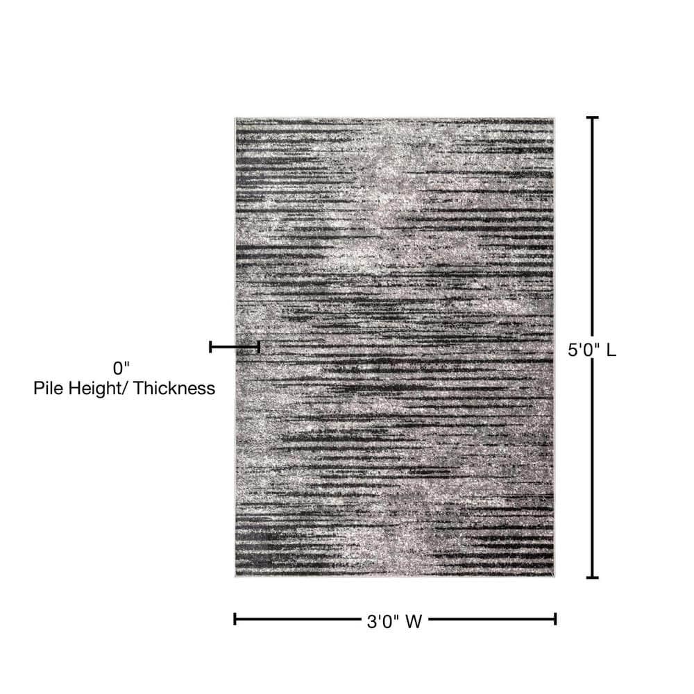 Nuloom Elsa Striped 3x5 Accent Indoor Area Rug for Living Room Bedroom Dining Room Entryway Kitchen, Grey/Ivory