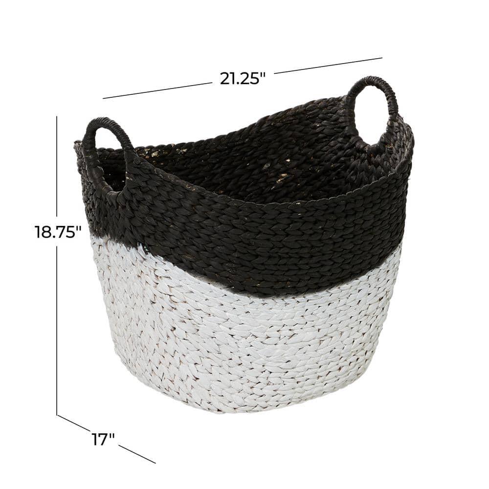 CosmoLiving by Cosmopolitan 22" x 19" Black Seagrass Handmade Large Woven Storage Basket with Handles, 1-Piece