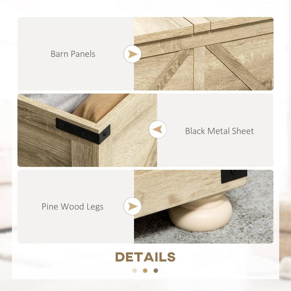 HOMCOM Farmhouse Coffee Table with Storage, Large Square Coffee Table for Living Room Furniture, Wooden Center Table with Flip-Top Lid, Oak