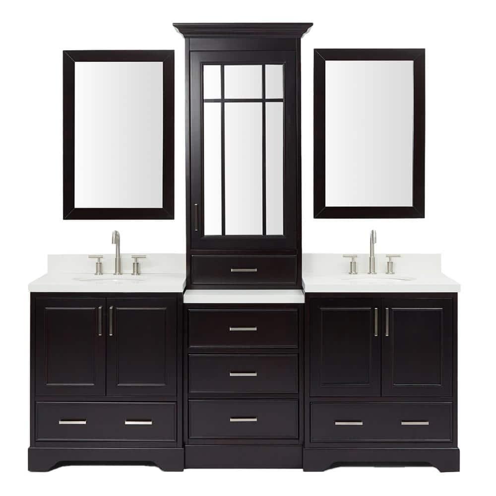 Ariel Stafford 85 in Double Sink Vanity Set in Espresso
