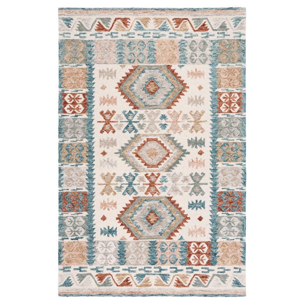 Micro-Loop MLP475 Hand Tufted Indoor Area Rug - Ivory/Blue - 8'x10' - Safavieh