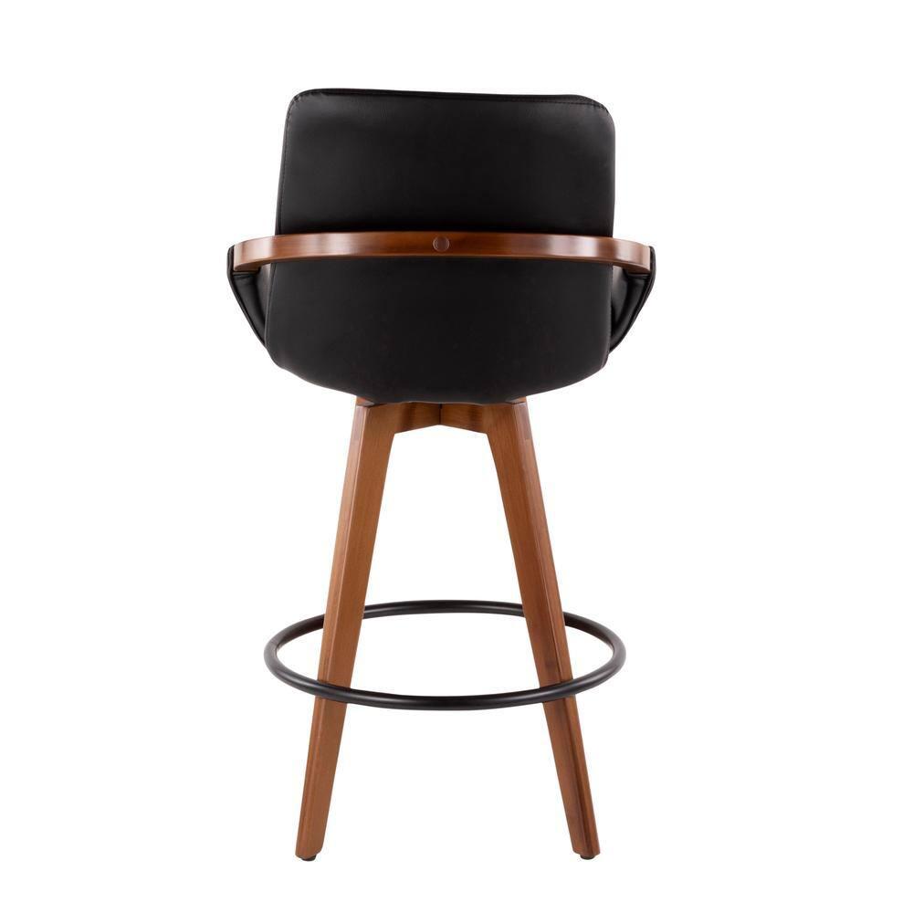 26" Cosmo Mid-Century Modern Counter Height Barstool Black - LumiSource: Upholstered, Wood Legs, 250lb Capacity