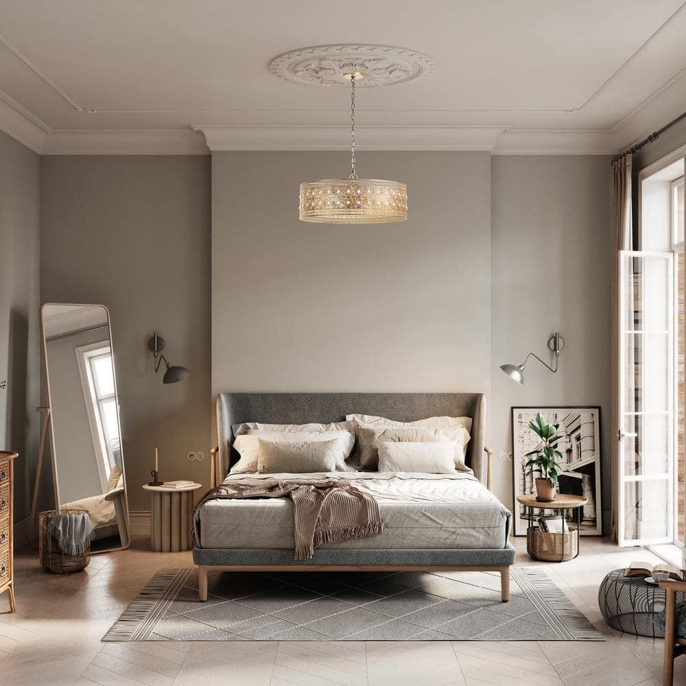 23.5" 3-Light Bryar Chandelier Brass/Crystal - River of Goods: UL Listed, Adjustable Height, Metal & Crystal Drum