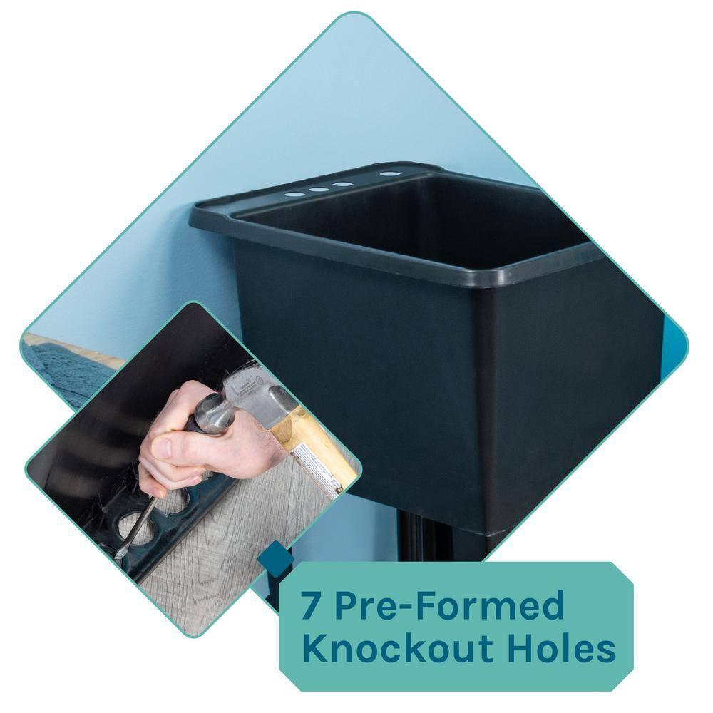 TEHILA Space Saver 16 Gallon Black Utility Sink with Black Steel Legs