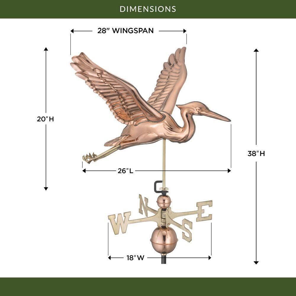 Blue Heron Bird Copper Weathervane