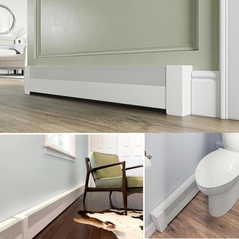 Baseboarders Baseboarders Basic Galvanized Steel Easy Slip-On Baseboard Heater Cover ONLY - White | ENDCAPS SOLD SEPARATELY
