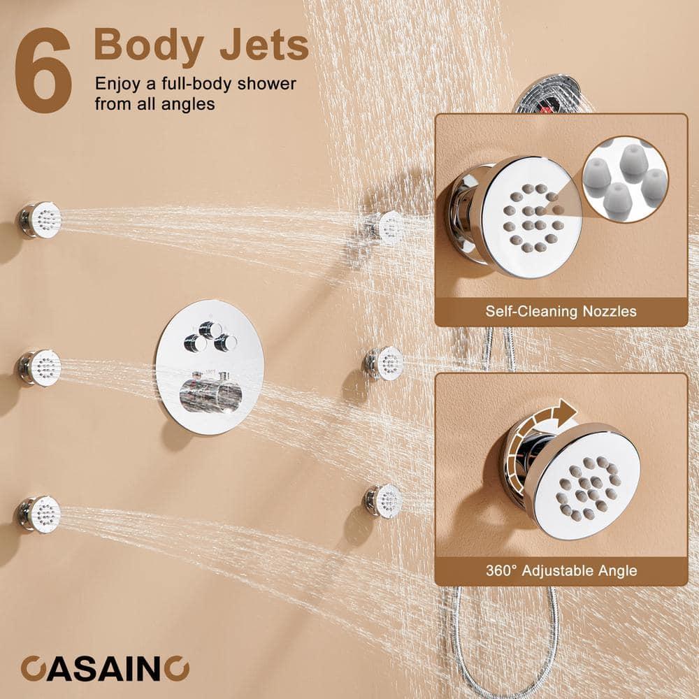 Thermostatic Rainfall Shower System with Rough in-Valve and Digital Display Handheld