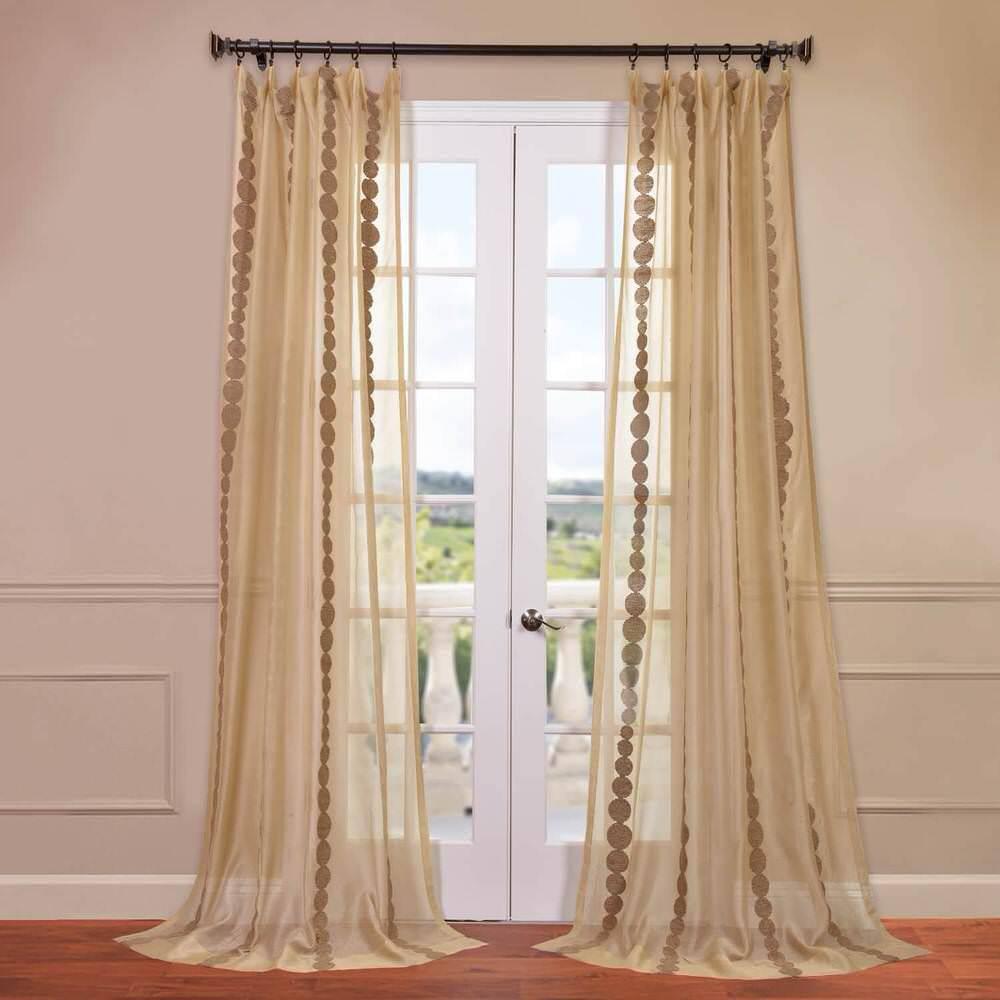 Hershman Embroidered Rod Pocket Sheer Curtains Single Panel Drapes
