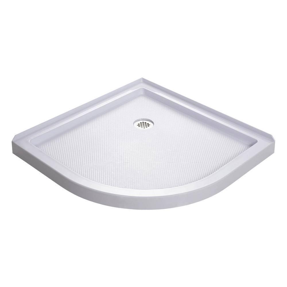 Prime 33" W x 33" D x 76.75" H Frameless Round Sliding Shower Enclosure with Base Included