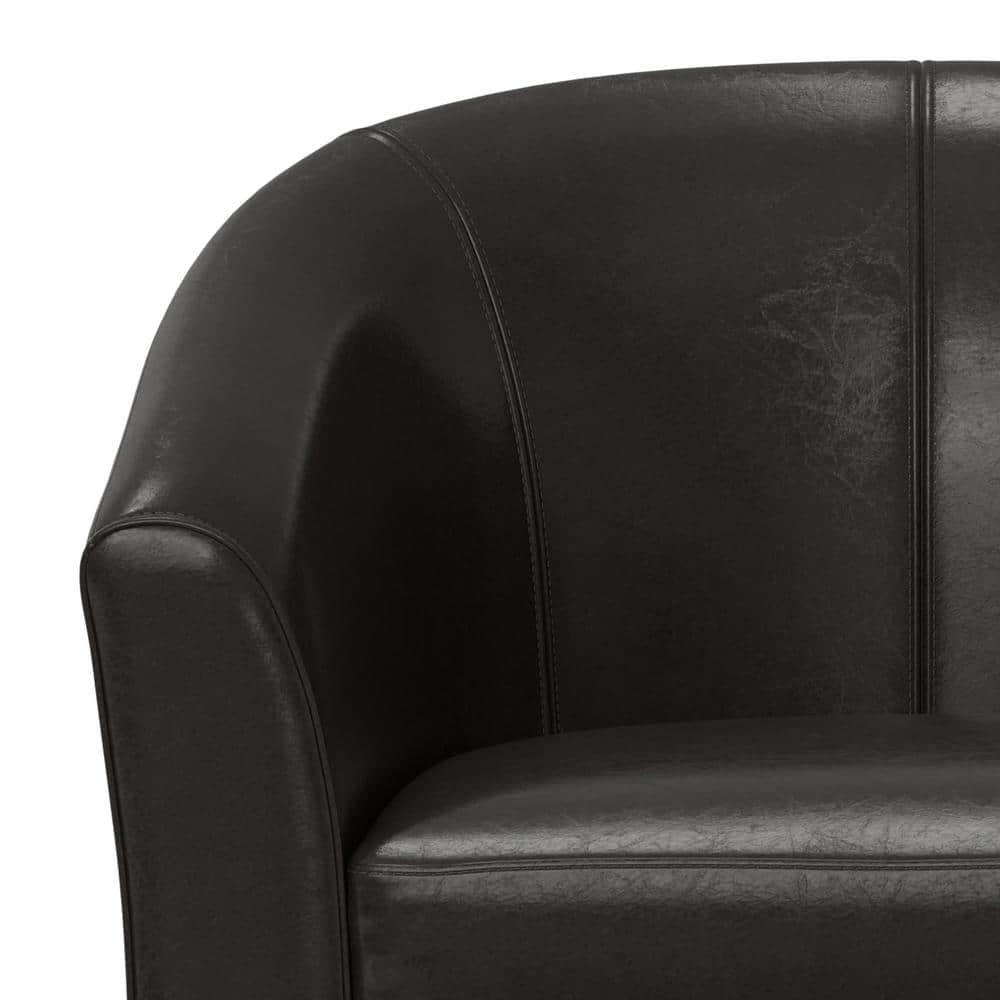 Simpli Home Austin 30"W Upholstered Vegan Faux Leather Contemporary Tub Accent Chair with High Arms and Deep Seat