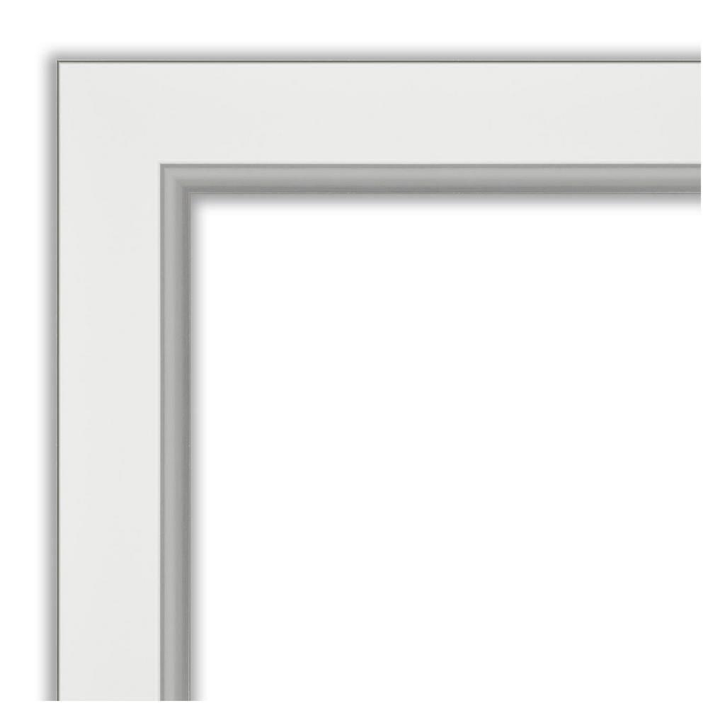 Amanti Art 33" x 27" Eva White Silver Framed Bathroom Vanity Wall Mirror: Modern Rectangular, Wall-Mounted, Beveled Glass
