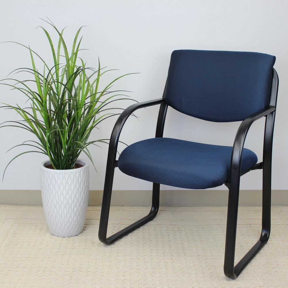 Sled Base Guest Chair Blue - Boss: Sturdy Metal Frame, Padded Back & Seat, Fixed Height