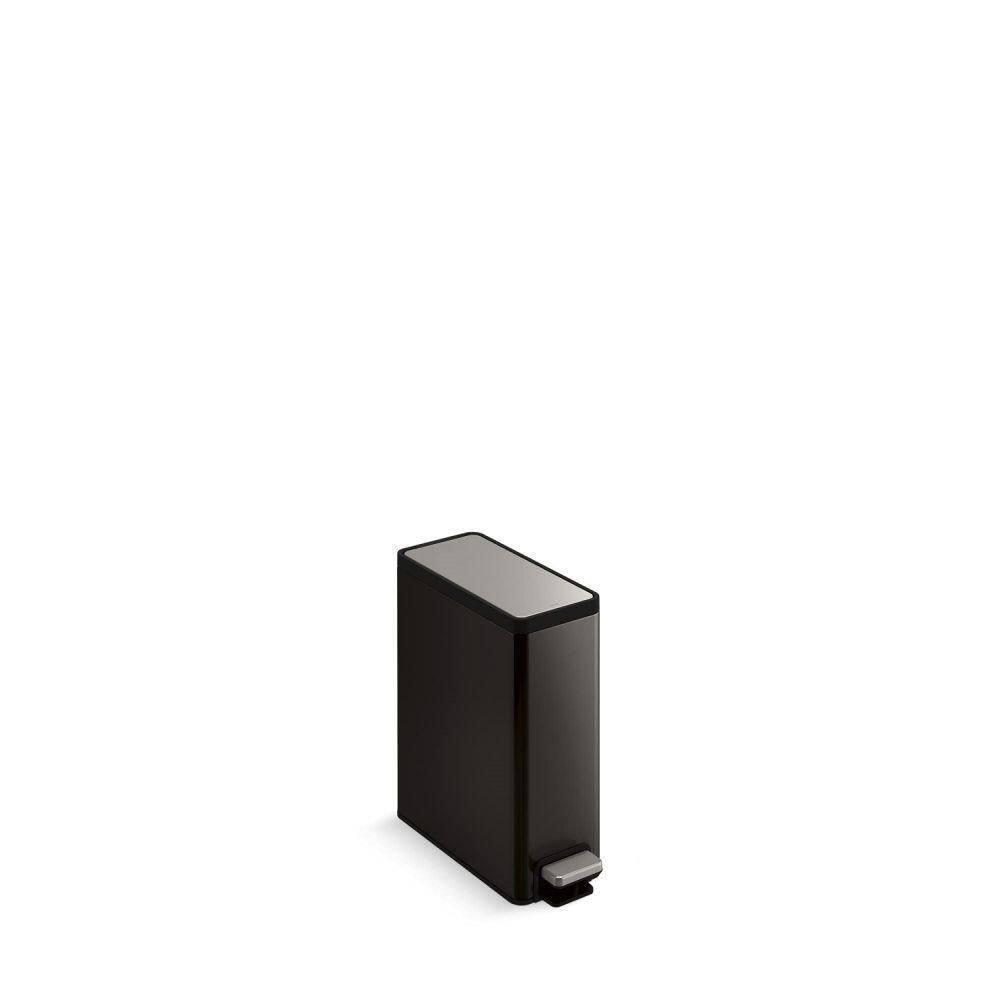 Reset 2.5-Gallon Bathroom Trash Can, Slim Stainless Steel Step Trash Can with Quiet-Close Lid