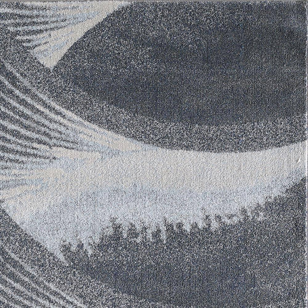 Large Gray and Blue Stain-Resistant Synthetic Area Rug