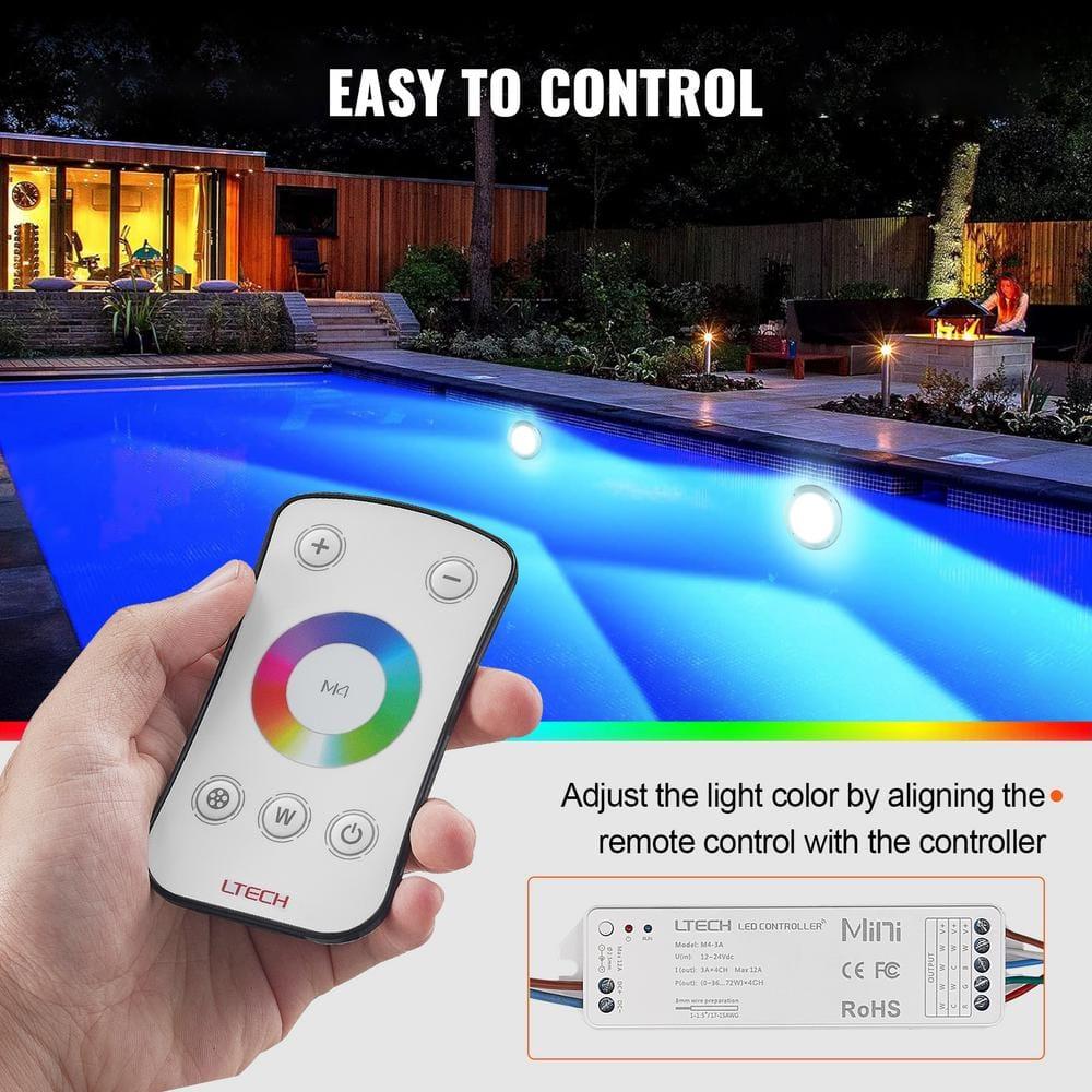 HCY 12V LED Pool Light, 10 Inch 40W, RGBW Color Changing Inground Swimming Pool Spa Light Underwater, with 50 FT Cord Remote Control, Fit for 10 in Large Wet Niches, IP68 & Tested to UL Standards
