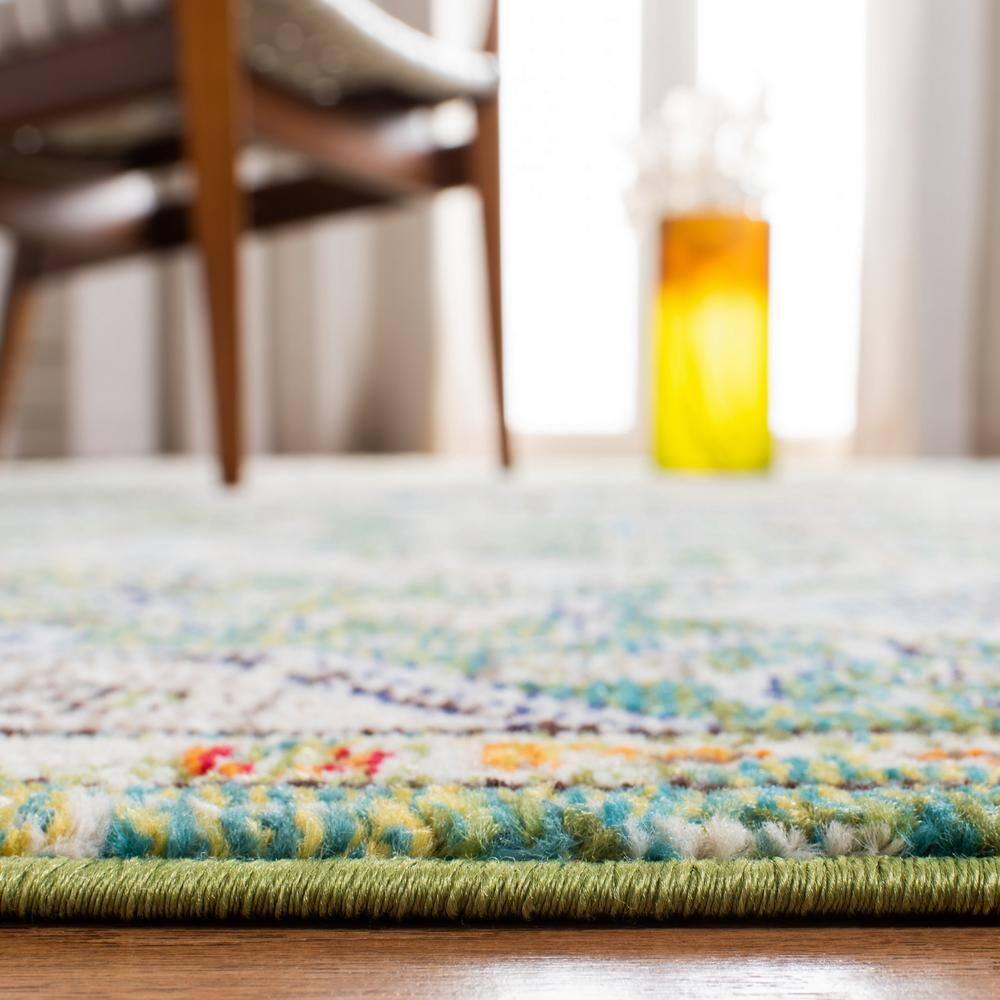 Madison MAD447 Power Loomed Indoor Area Rug - Green/Turquoise - 9' Round - Safavieh