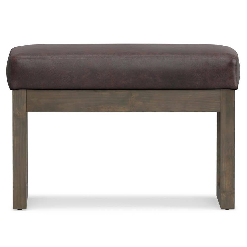Simpli Home Milltown Ottoman Bench with Upholstered Seat and Solid Wood Frame