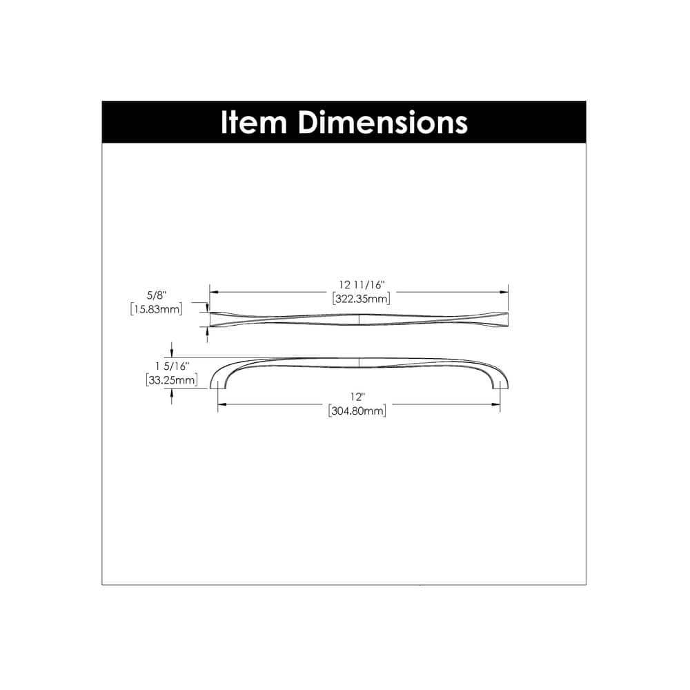 Hickory Hardware 1 Pack Solid Core Kitchen Cabinet Pulls, Luxury Cabinet Handles, Hardware for Doors & Dresser Drawers, 12 Inch Hole Center, Black Iron, Twist Collection