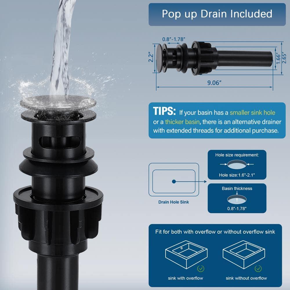 Qomolangma Waterfall Bathroom Faucets 2 or 3 Holes 2 Handles - Black Bathroom Sink Faucets Widespread with Pop Up Drain, Lavatory Mixer Tap with Deck Mount Plate for Bathroom Sink RV Vessel Basin