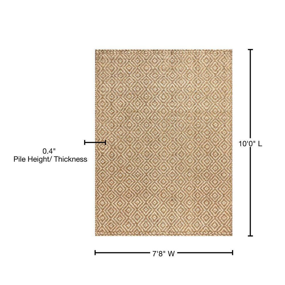 8'x10' Hira Hand Woven Diamond Chunky Jute Area Rug, Natural  - JONATHAN Y