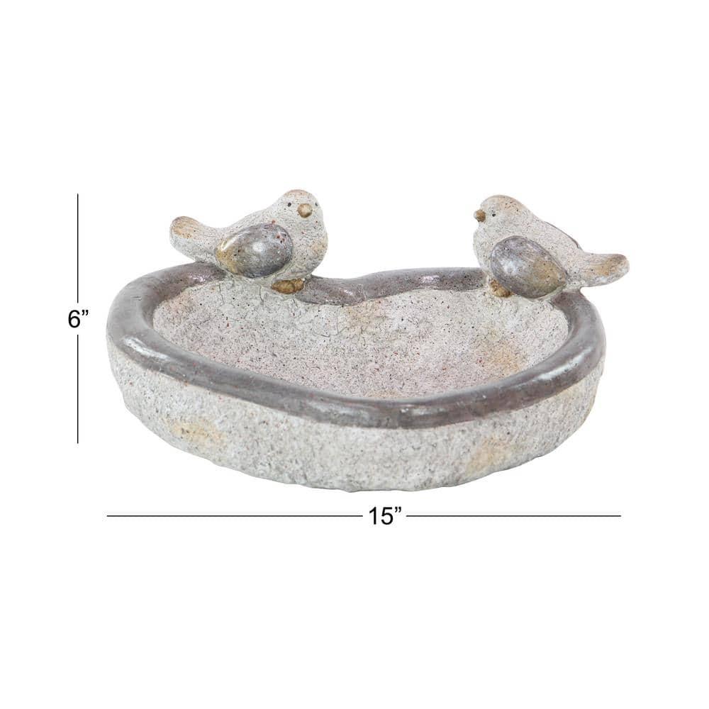 DecMode 6" Indoor Outdoor Bird Garden Sculpture with Bath Bowl