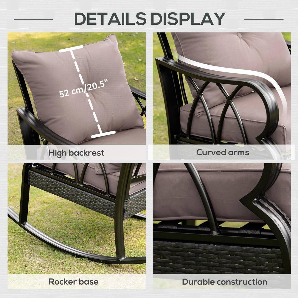 Lark Manor™ Outdoor Wicker Rocking Chair with Padded Cushions, Aluminum Furniture Rattan Porch Rocker Chair with Armrest for Garden, Patio, and Backyard & Reviews | Wayfair