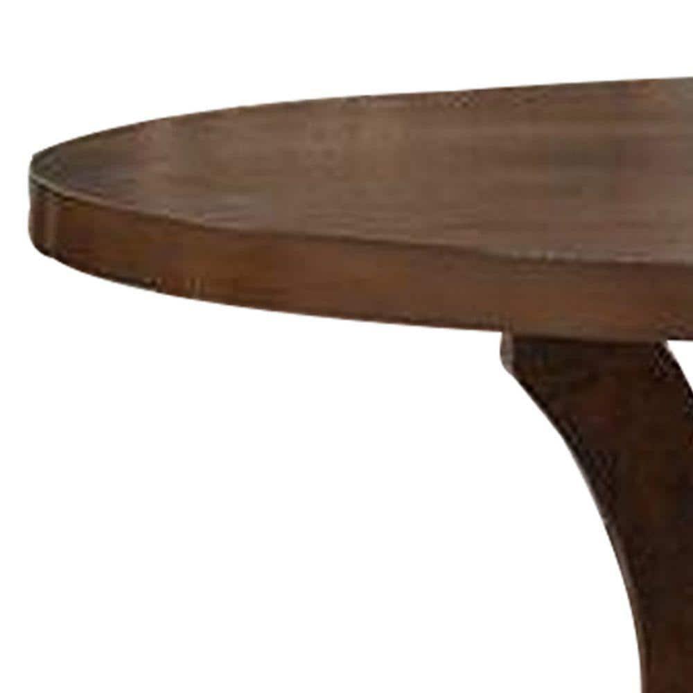 Neci 54 Inch Round Dining Table Classic Pedestal Painted Distressed Brown