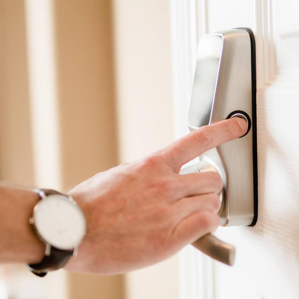 Lockly Secure Plus Bluetooth Smart Door Lock, Keyless Entry with PIN Genie® Digital Keypad, 3D Biometric Fingerprint Sensor Front Door Lock with Handle, Voice Control & Auto Lock - Latch Edition
