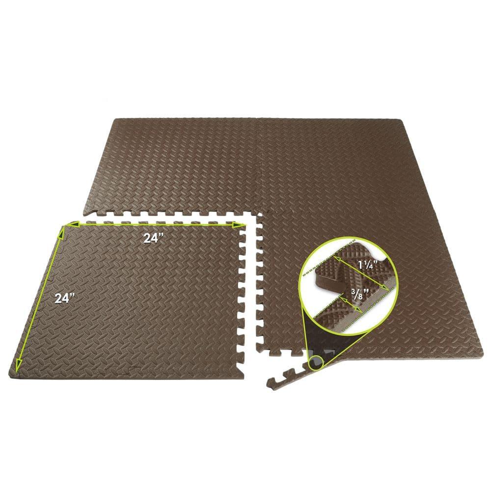 ProsourceFit Exercise Puzzle Mat 1/2-in, Brown, 24 Sq Ft - 6 Tiles